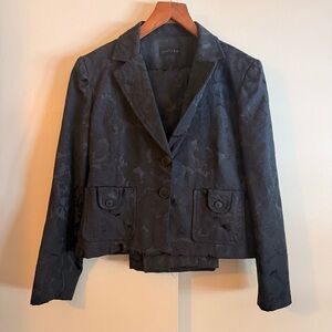 Awada Black Floral Women's Blazer and Pants Size Small